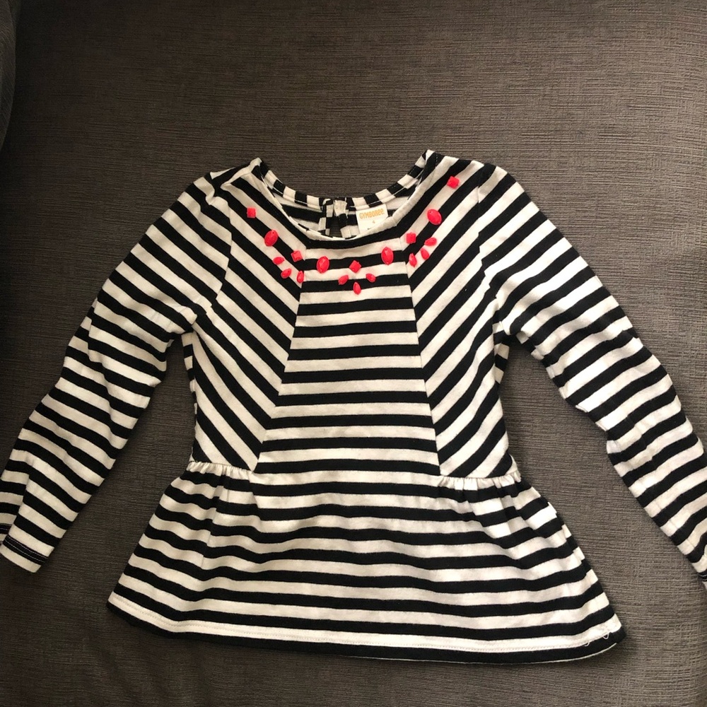 Gymboree black and white striped peplum top, size 4